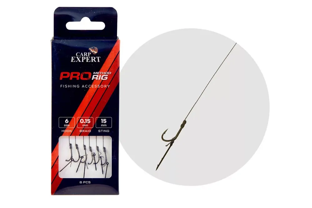 CARP EXPERT PRO METHOD FEEDER HAIR RIG CSALITÜSKÉVEL 6 6PCS Snelle Levering