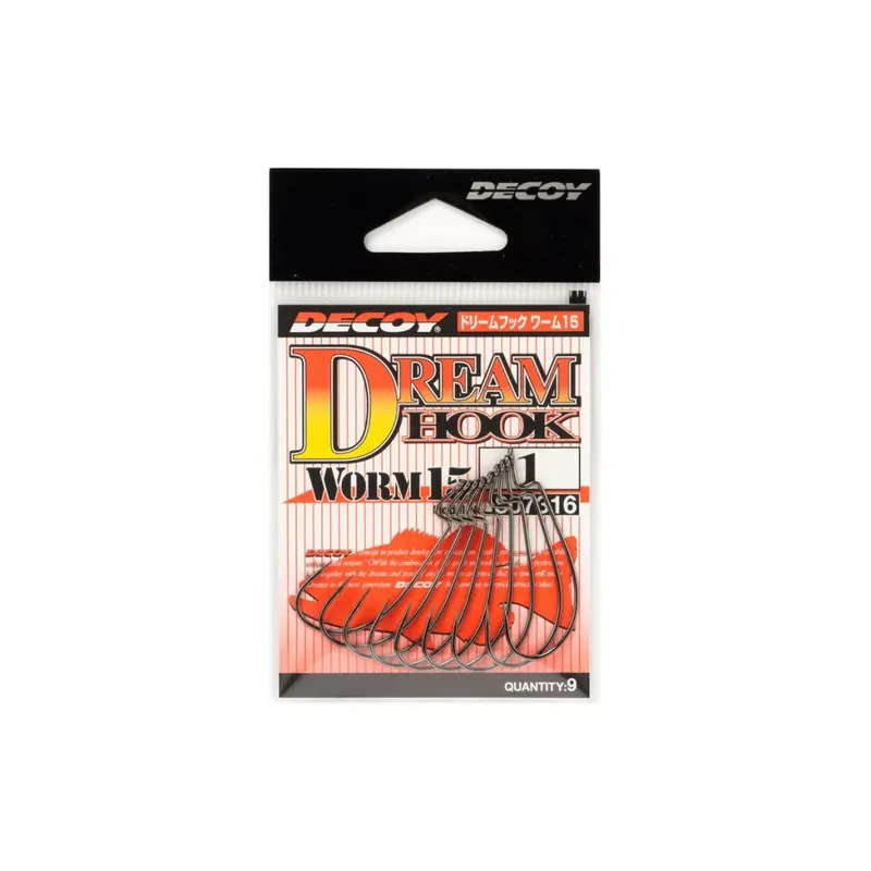 Dagaanbieding DEC DECOY WORM15 DREAM HOOK 1 NS BLACK 9PCS/BAG - Brutalfis
