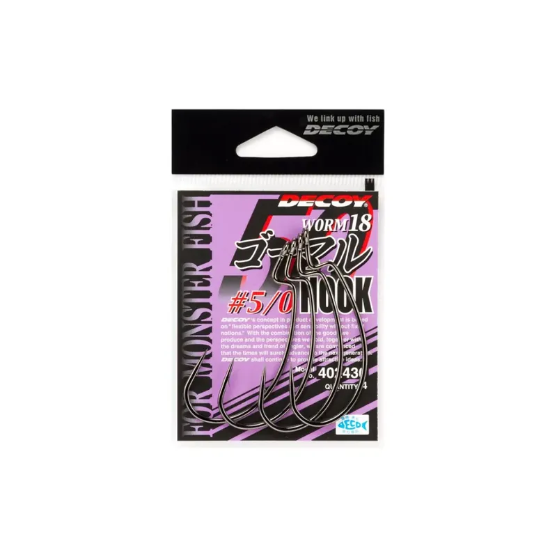 DEC DECOY WORM18 5/0 HOOK 5/0 NS BLACK 4PCS/BAG - Brutalfis Tijdelijk Beschikbaar