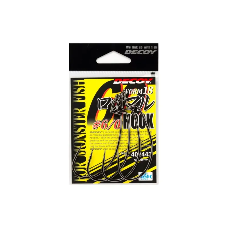 DEC DECOY WORM18 6/0 HOOK 6/0 NS BLACK 4PCS/BAG - Brutalfis Finale Uitverkoop