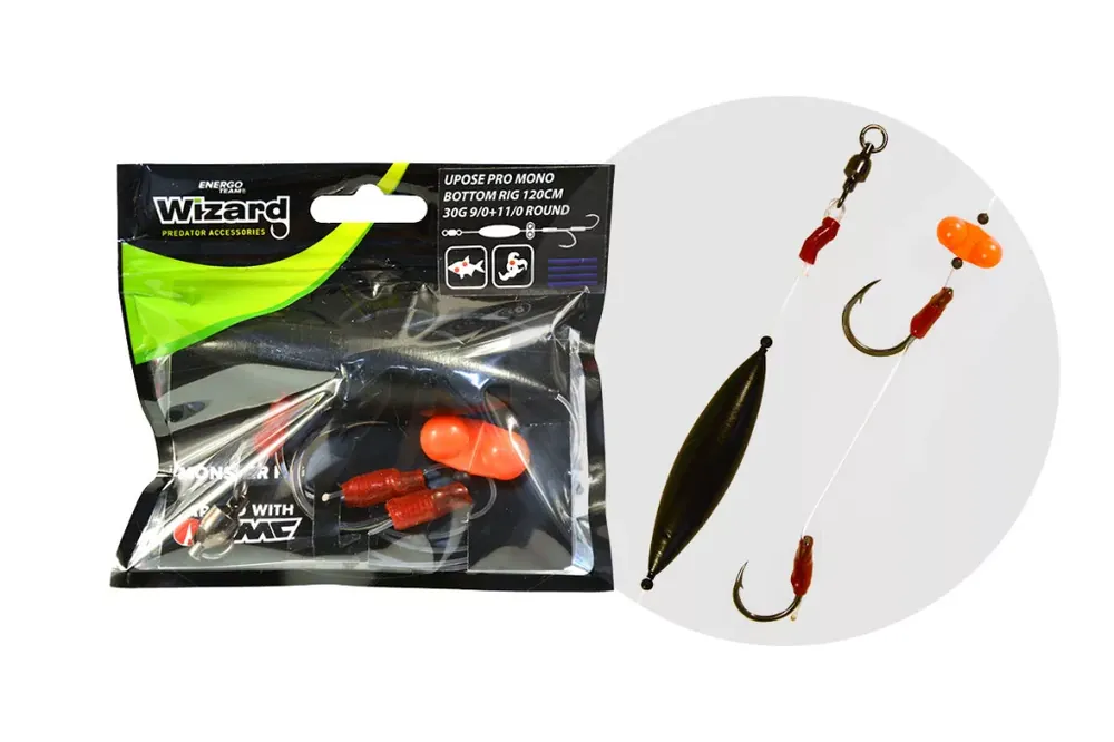 Bestseller WIZARD MONSTER UPOSE PRO MONO BOTTOM RIG 30G 9/0+11/0 ROUND
