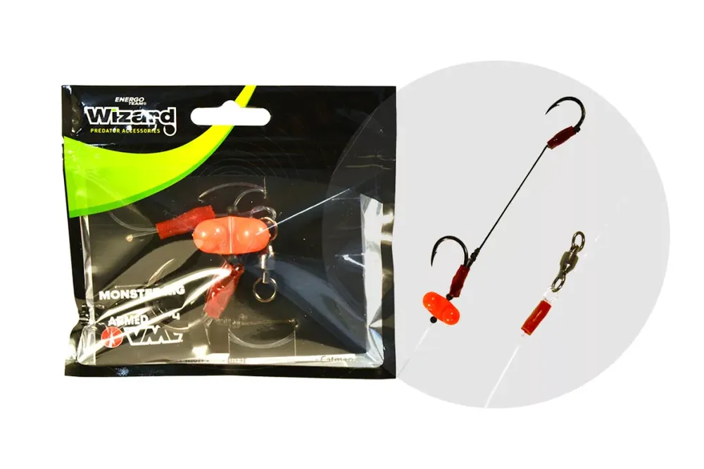 WIZARD MONSTER SURFACE LIVEBAIT DOUBLE MONOBRAID RIG 7/0+ 9/ Direct Beschikbaar