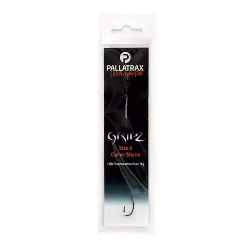 Rechtstreeks Van De Fabrikant PALLATRAX GRIPZ CURVE SHANK HAIR RIGS SIZE 6 15LB BRAID - Br