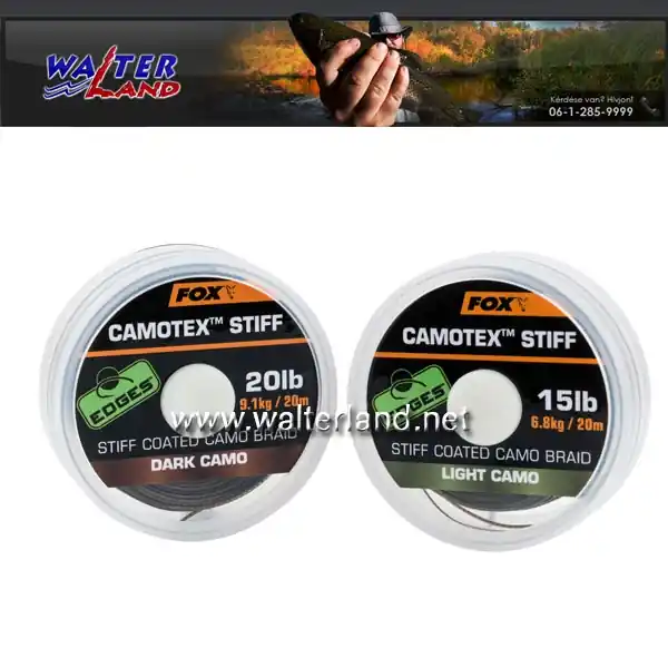 Weekendaanbieding FOX CAMOTEX STIFF DARK CAMO 15LB 20M