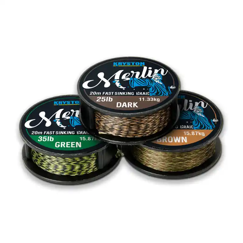 Voordeelprijs KRYSTON MERLIN FAST SINKING SUPER BRAID 20M BROWN 25LB
