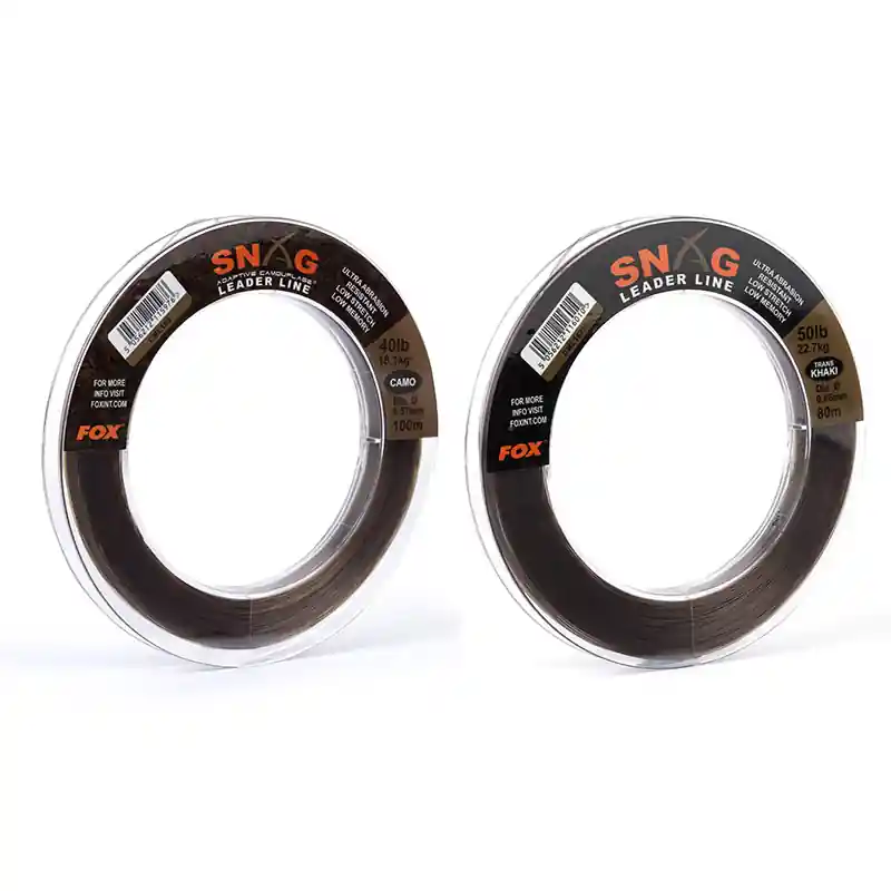 Hete Deal FOX SNAG LEADER LINE - CAMO 50LB 0,66MM 80M