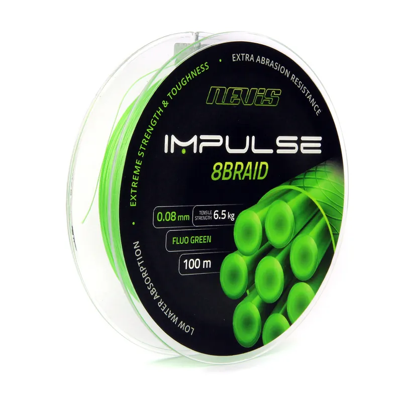 Voordeelprijs NEVIS IMPULSE 8BRAID 100M 0,14MM FLUO GREEN