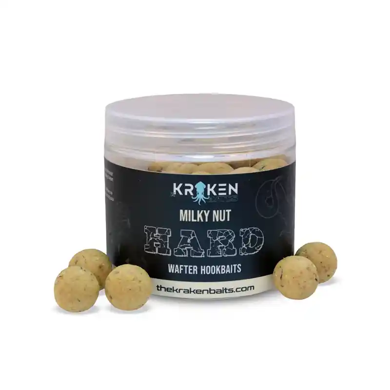 Lage Prijs KRAKEN MILKY NUT HARD WAFTER HOOKBAITS 20MM 100GR