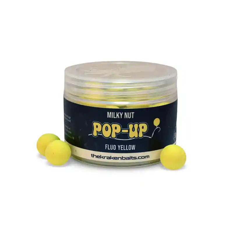 KRAKEN MILKY NUT FLUO YELLOW POP-UPS 15MM 50GR Uitverkoop