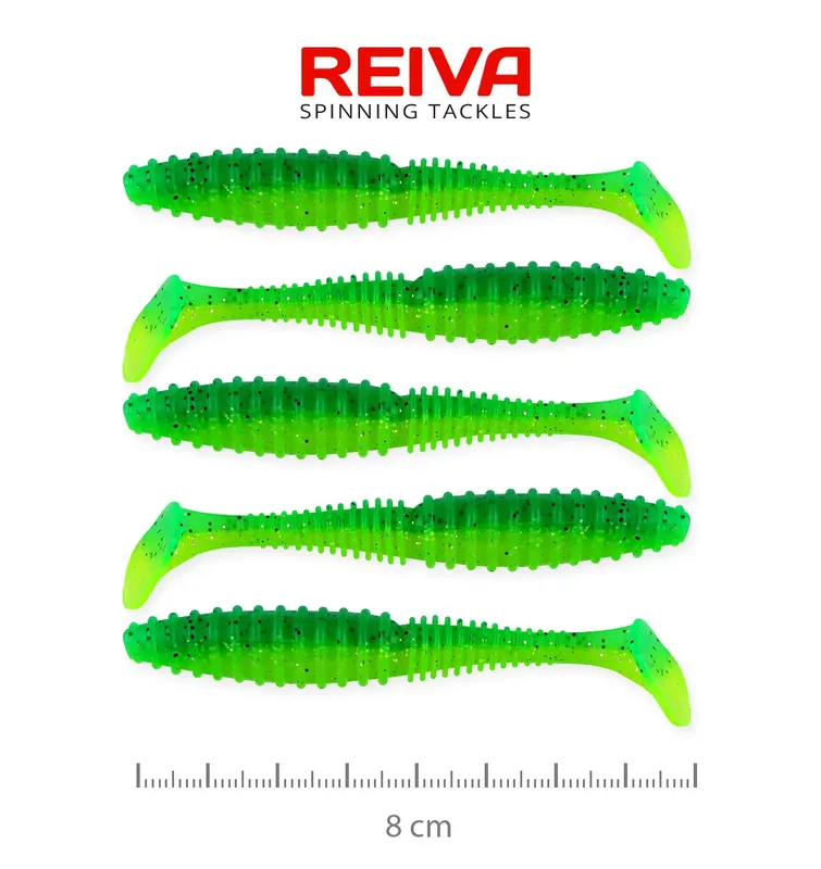 Lage Prijs REIVA Zander Power Shad 8cm 5db/cs (Poison Green) - Fishingl
