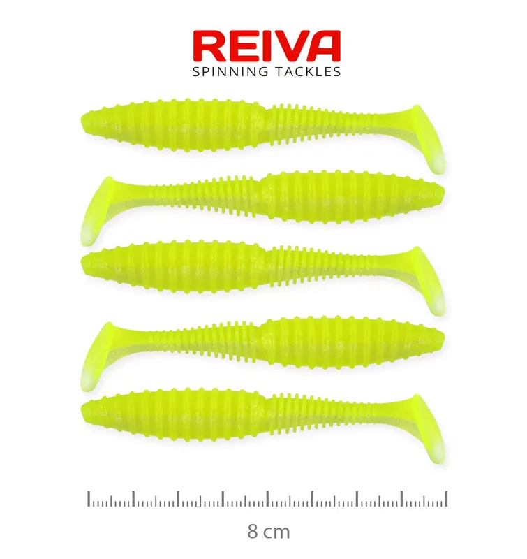REIVA Zander Power Shad 8cm 5db/cs (Flash Lemonade) - Fishin Nieuw