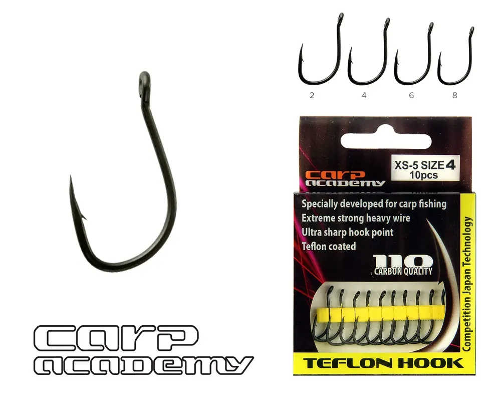 CARP ACADEMY Teflon Hook XS-5 2-es Beperkte Voorraad