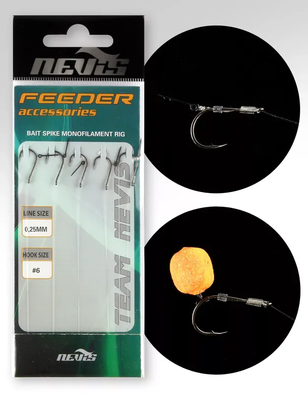 Goedkoop NEVIS Feeder monofil előke 6, tüskével 5db/cs - Fishingland.