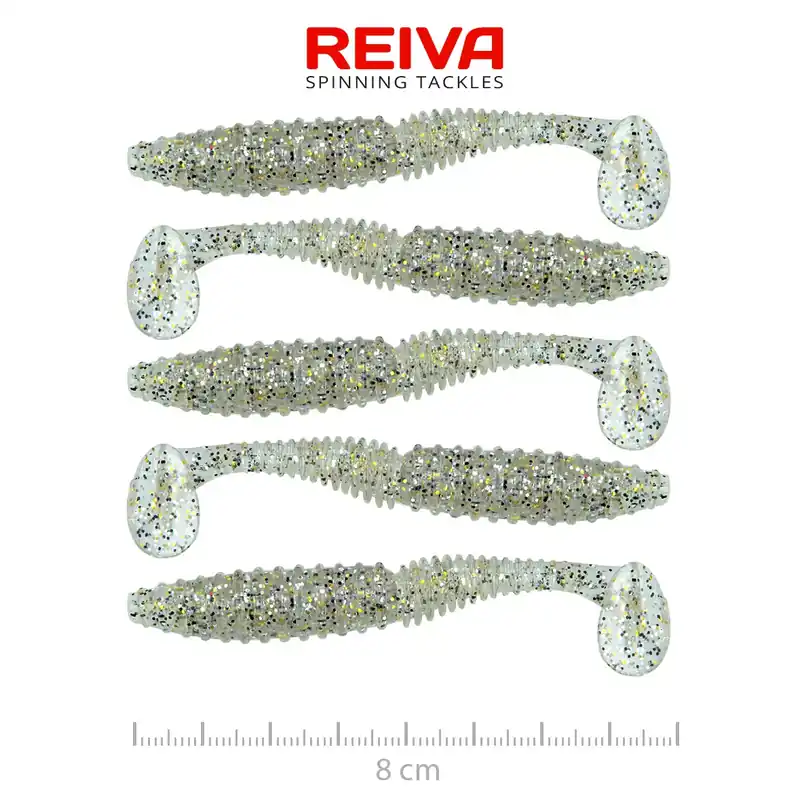 Veilige Betaling REIVA Zander Power Shad 8cm 5db/cs (Salt and Pepper) - Fishi