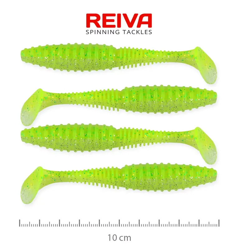 REIVA Zander Power Shad 10cm 4db/cs (Flash Chartreuse) - Fis Seizoensaanbieding