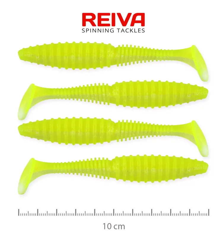 Laatste Versie REIVA Zander Power Shad 10cm 4db/cs (Flash Lemonade) - Fishi