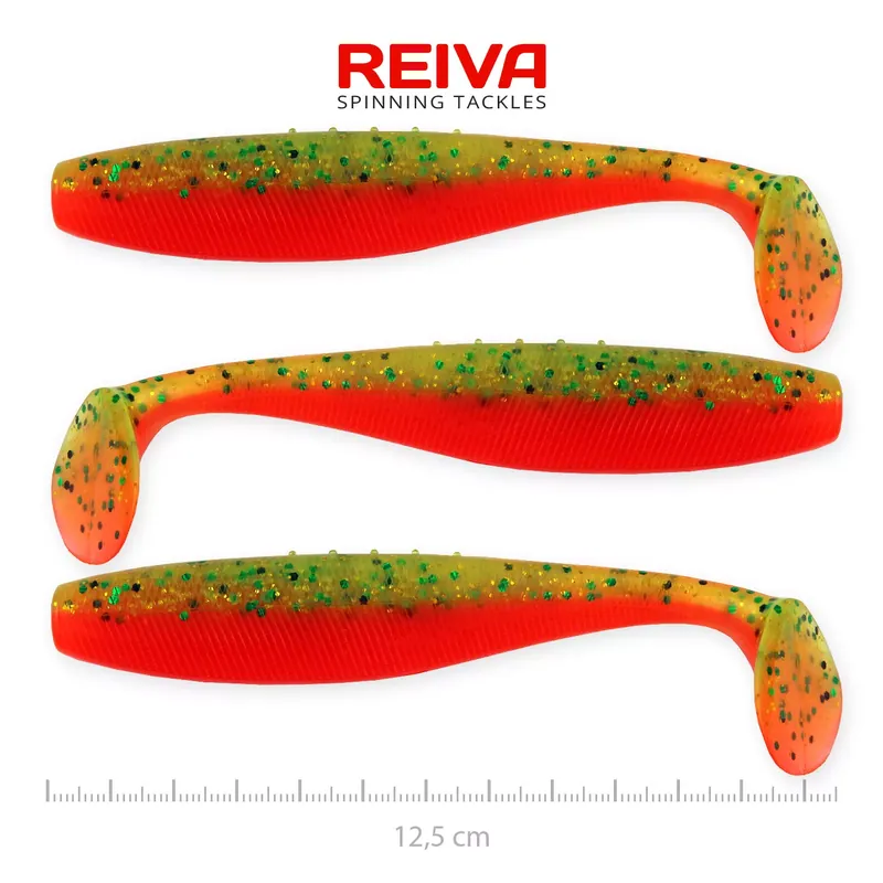 Snelle Levering REIVA Flat Minnow shad 12,5cm 3db/cs (Crazy Tomato) - Fishin