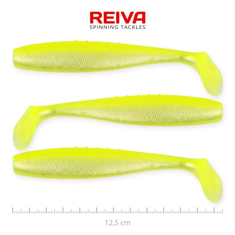 Beperkt Aanbod REIVA Flat Minnow shad 12,5cm 3db/cs (Flash Lemonade) - Fish