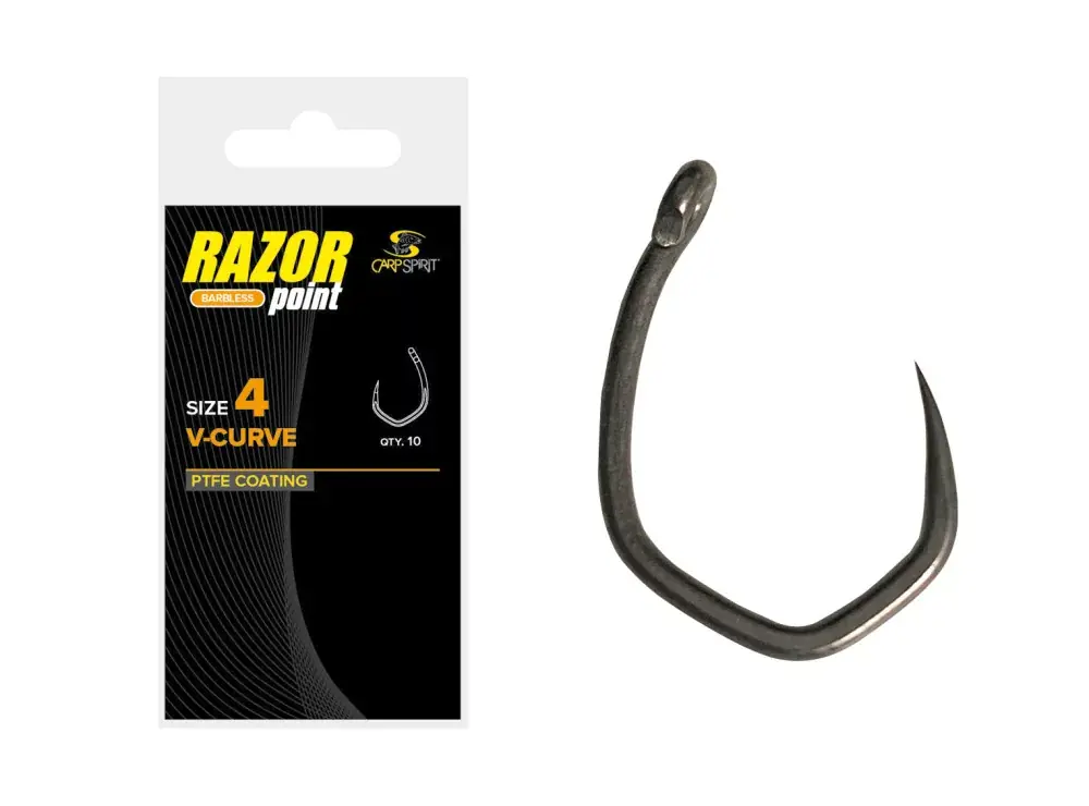 Actieprijs Carp Spirit V-Curve szakáll nélküli horog S8 10db/cs - Fishi