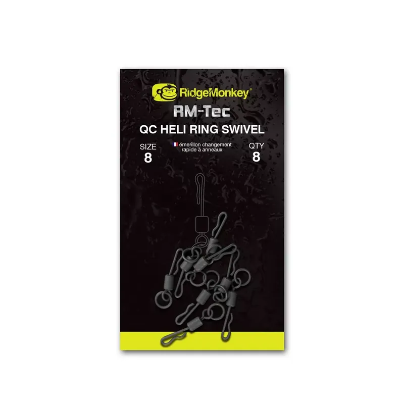Alleen Vandaag RIDGEMONKEY RM-TEC QUICK CHANGE HELI RING SWIVEL SIZE8 GYORS