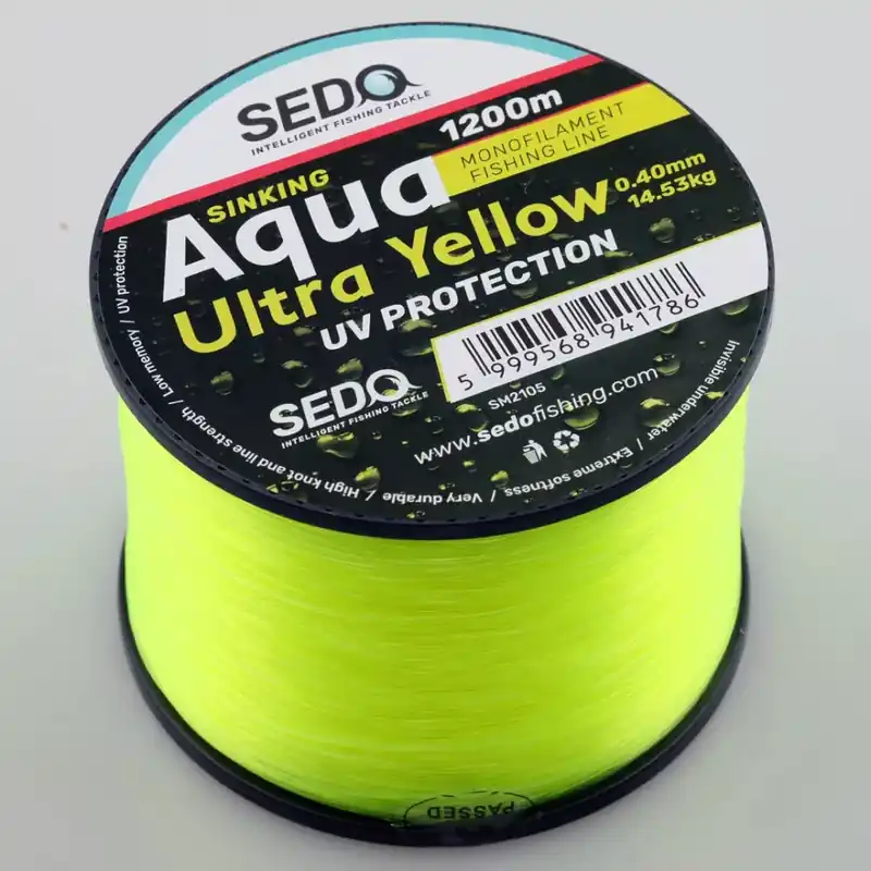 Snelle Levering SEDO Aqua Ultra Yellow 1200m 0.25mm 6.45kg monofil zsinór -