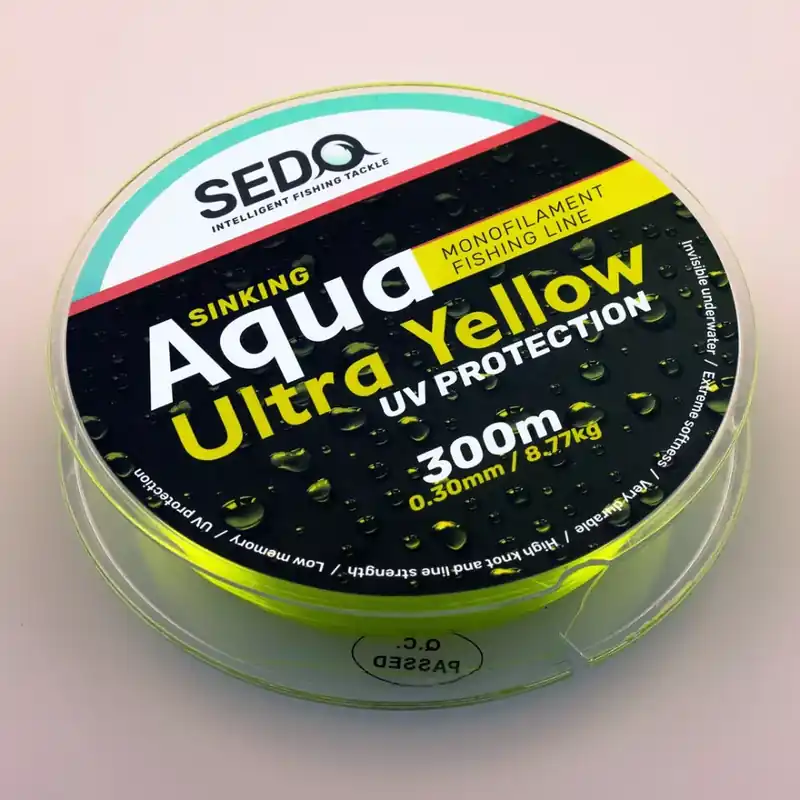 Koop Online SEDO Aqua Ultra Yellow 300m 0.225mm 5.15kg monofil zsinór -