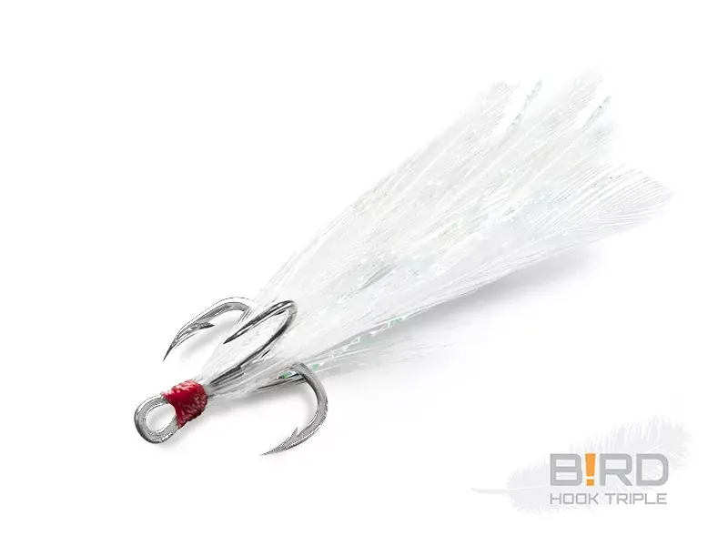 Delphin B!RD Hook TRIPLE / 3db fehér tollak 10 - Fishinglan Snelle Levering
