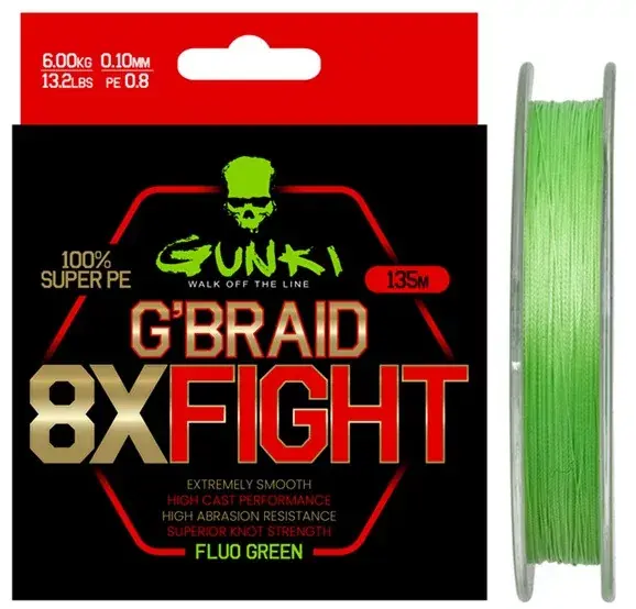 GUNKI G Braid 8X Fighting (Pe1,2) 135m 0,15mm 9,5kg - Fishin Beste Prijs