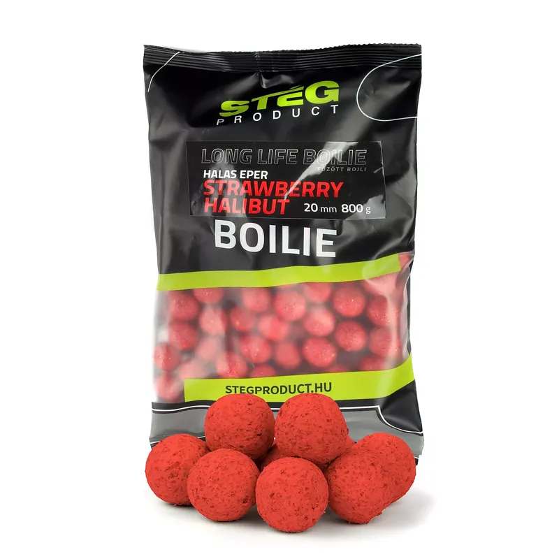 Korting Stég Long Life Boilie 20mm 800g Strawberry-Halibut - Fishing