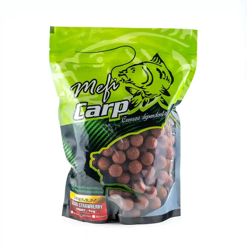 Favoriet MEFI Squid Strawberry Premium Főzött Bojli 24mm 1kg - Fishin