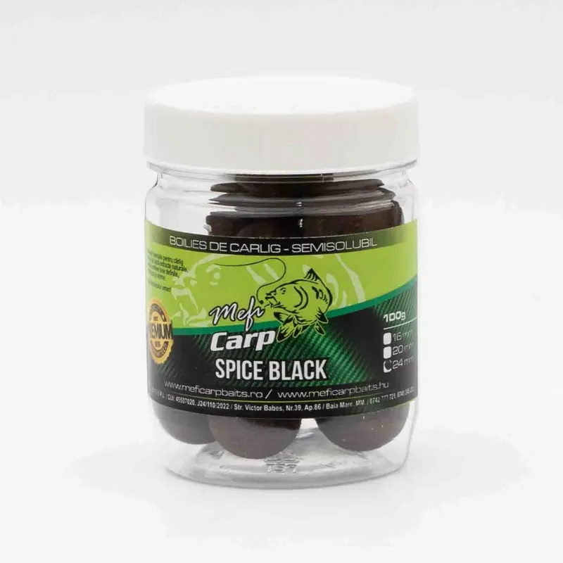 MEFI Spice Black Oldódó Dippelt Csalizó Bojli 24mm 100g - Fi Shop Nu