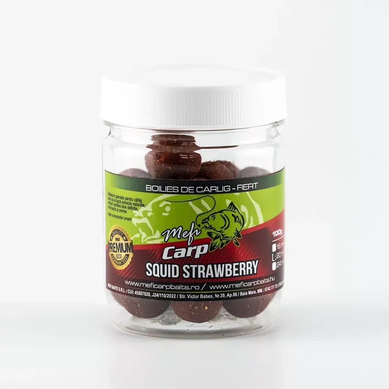 MEFI Squid Strawberry Főzött Dippelt Csalizó Bojli 24mm 100g Must-Have