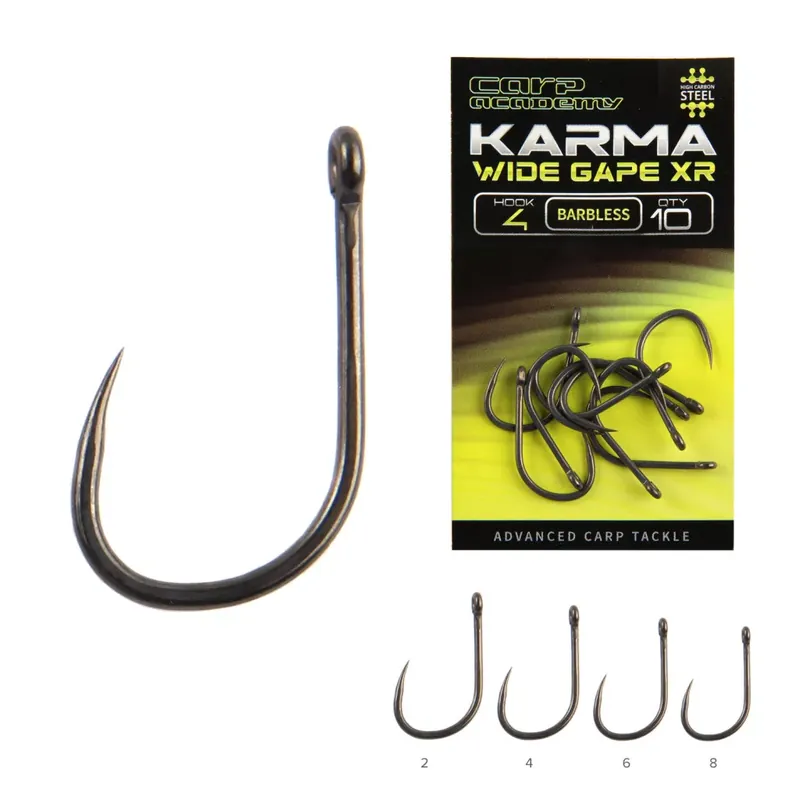 Laatste Versie CARP ACADEMY KARMA Wide Gape XR BARBLESS 2 10db/cs - Fishing