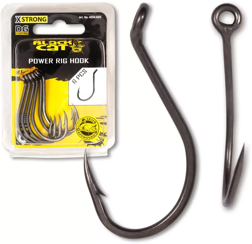 Snelle Levering Black Cat 7/0 Power Rig horog DG DG coating 6 darab - Fishi