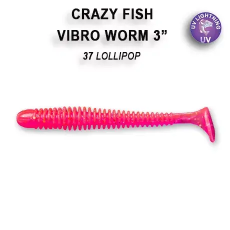 Bestel Nu Crazy Fish Vibro Worm 3″ 37-es szinkód 5db/csomag - Fishingl
