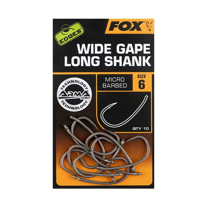 Betaalbaar Fox Edges Armapoint Super Wide Gape Long Shank Size 6 - Fish