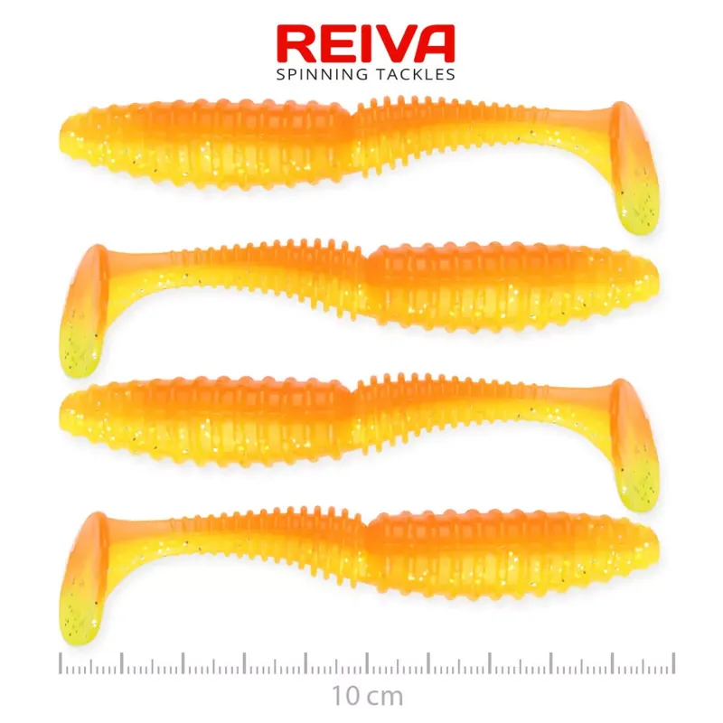 Betaalbaar REIVA Zander Power Shad 10cm 4db/cs (Shiny Orange) - Fishing
