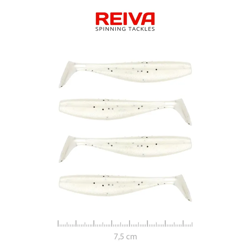 Beperkte Voorraad REIVA Flat Minnow shad 7,5cm 4db/cs (Pearl Dot) - Fishinglan