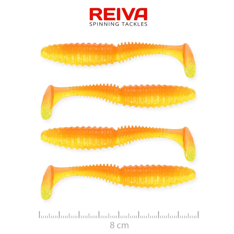 REIVA Zander Power Shad 8cm 4db/cs (Shiny Orange) - Fishingl Laatste Kans