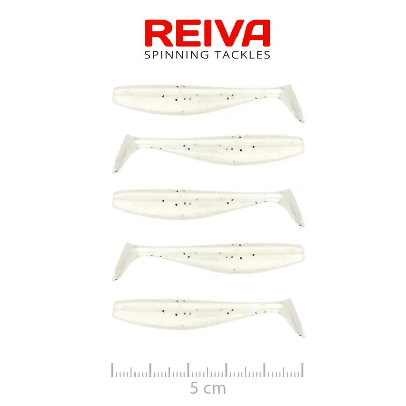 Gereduceerde Prijs REIVA Flat Minnow Shad 5cm 5db/cs (Pearl White) - Fishinglan