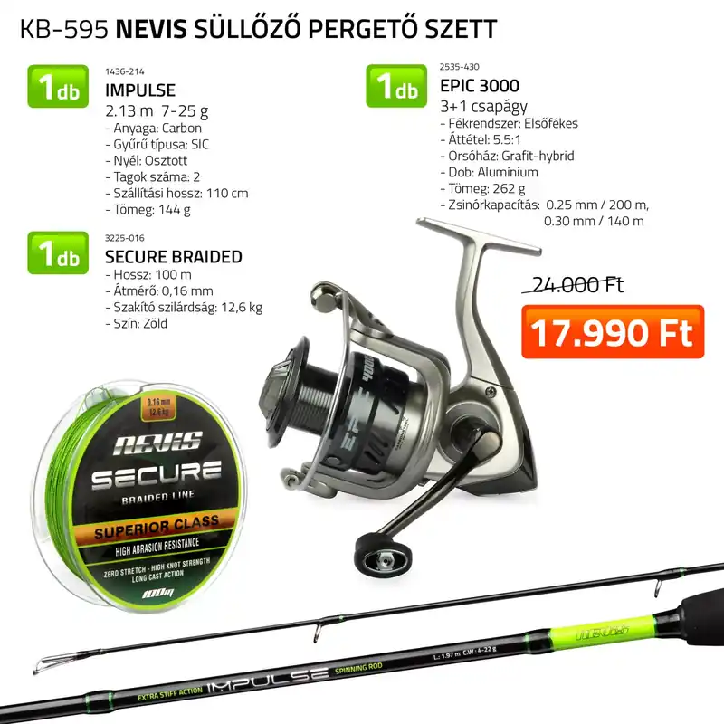 Veilige Betaling NEVIS Süllőző pergető szett 1436-214+ 2535-430+ 3225-016 - F