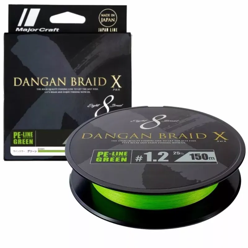 MAJOR CRAFT DANGAN BRAID X 8X 150m 1.0 20lb Fluo Green - Fi Speciale Aanbieding