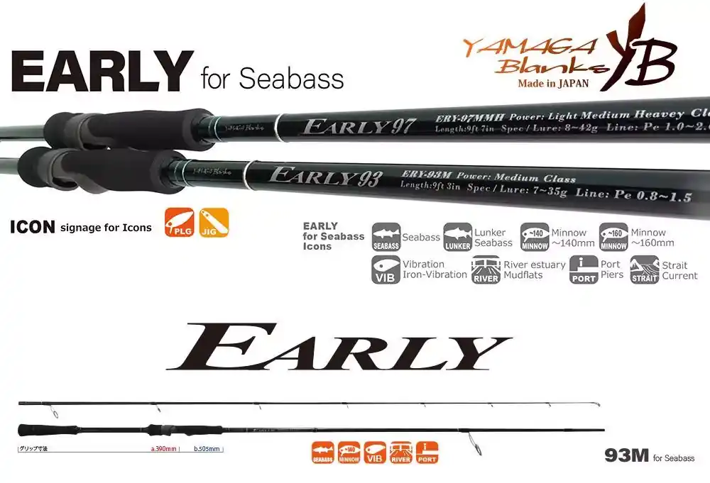 Veilige Betaling YAMAGA EARLY SEABASS 93M 2.819m 7-35gr