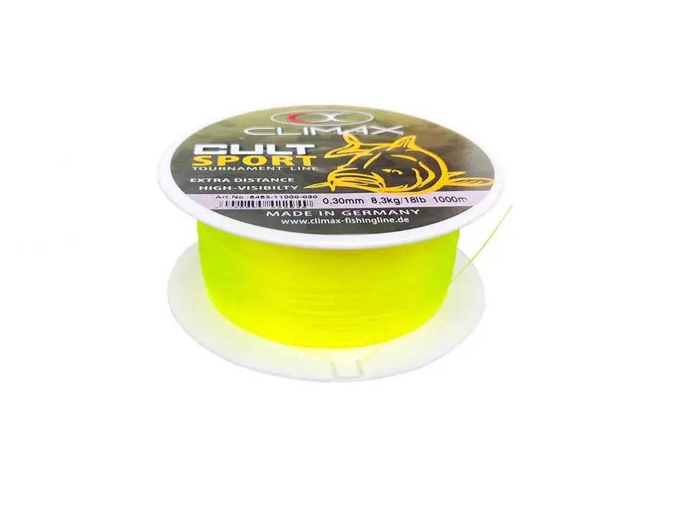 CLIMAX CULT CARP SPORT MONO FLUO YELLOW 1000m 0.22mm - Fishi Laatste Kans