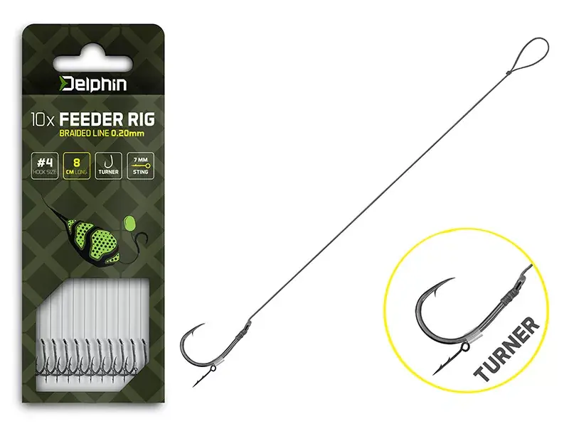 Hoge Kwaliteit Delphin Braided Sting Feeder Rig / 10db 8cm/0,20mm/Turner 4