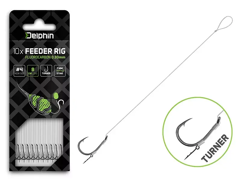 Bestseller Delphin Fluoro Sting Feeder Rig / 10db 12cm/0,22mm/Turner 8