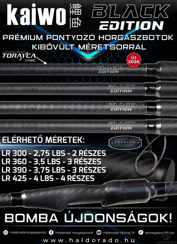Beste Prijs BLACK EDITION Kaiwo LR 390 3,75 Lbs távdobó horgászbot 180 m