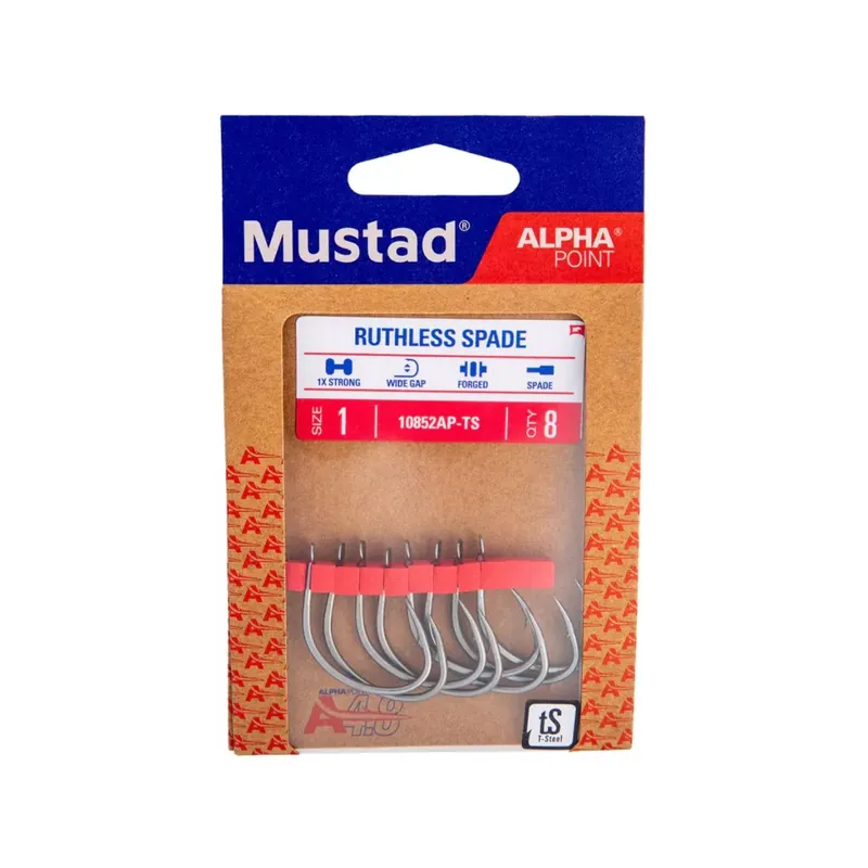 MUSTAD RUTHLESS SPADE TITAN STEEL 1 6DB/CSOMAG - Fishingland Koopje