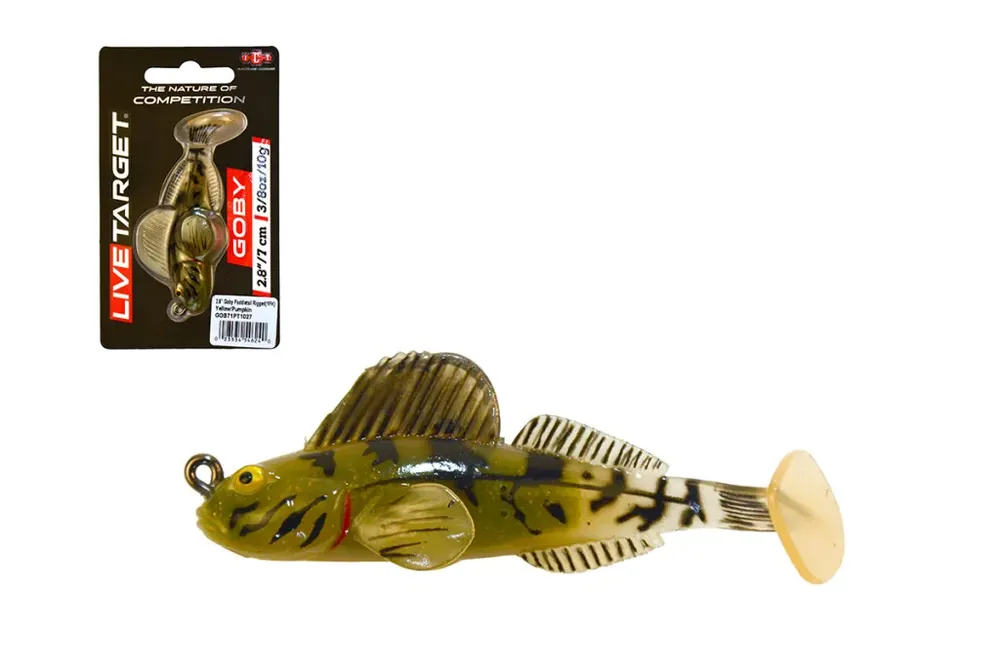 Aanbieding LIVETARTGET 2.8” GOBY PADDLETAIL RIGGED YELLOW/PUMPKIN 71MM