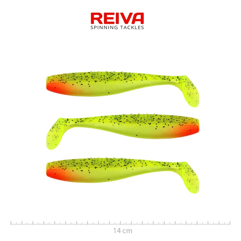 Voordeelprijs REIVA Flat Minnow shad 14cm 3db/cs (Watermelon) - Fishinglan